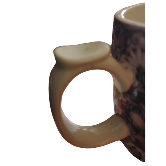 Anthropologie Initial "W" Mug Paisley Floral Thumb Rest Factory Distress Design - Picture 4 of 10